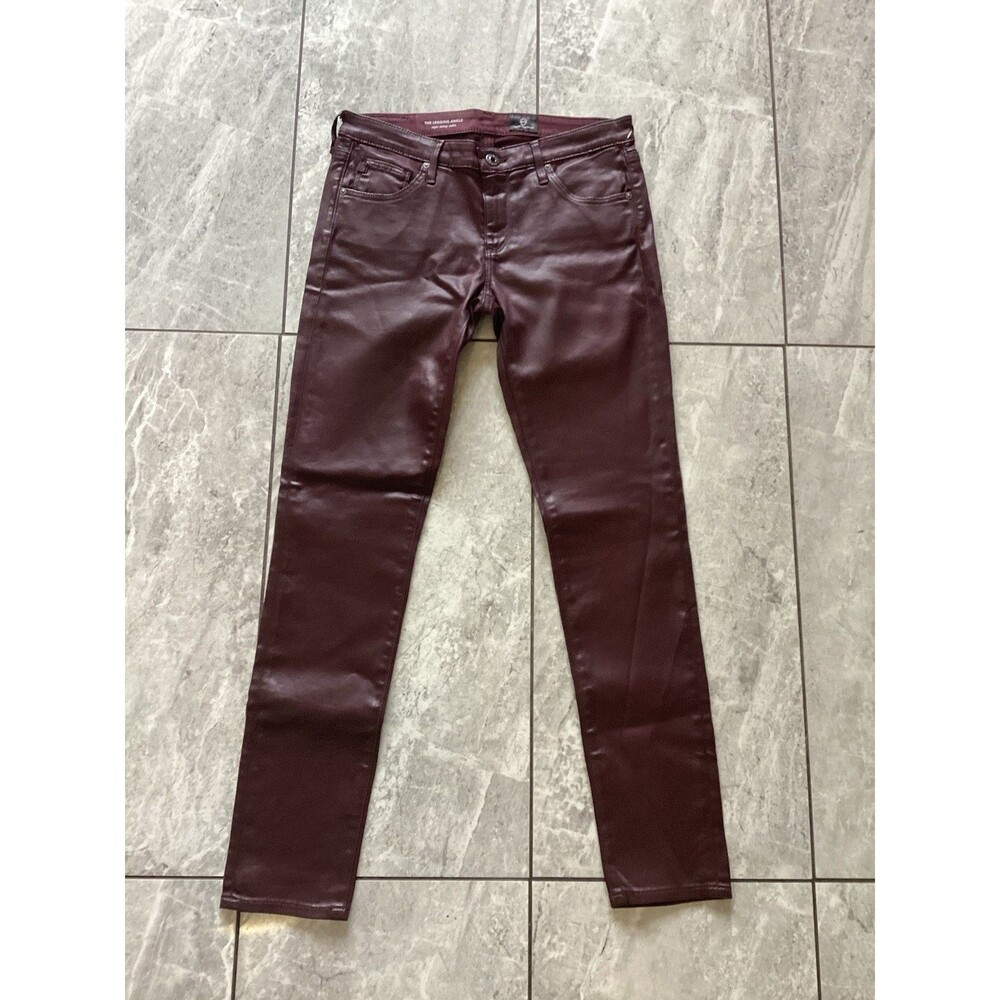 AG Adriano Goldschmied Jeans Womens Red Coated The Legging Super Skinny Ankle 27